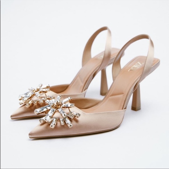 Zara shimmery mid-heal sling back shoes - Picture 2 of 12